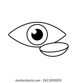 Simple design eye and contact lens. Vector.