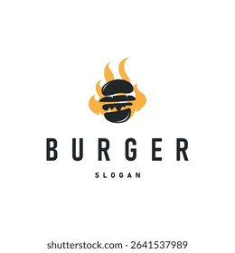 simple design fast food logo burger delicious food with meat bun and vegetables simple retro food logo concept for illustration template and business product brand
