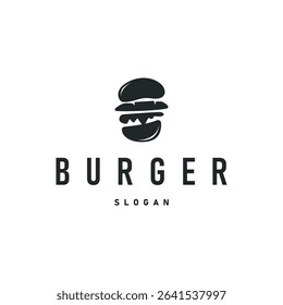 simple design fast food logo burger delicious food with meat bun and vegetables simple retro food logo concept for illustration template and business product brand