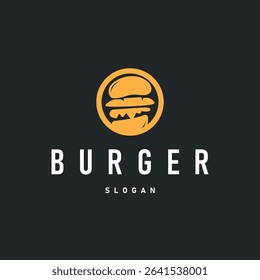 simple design fast food logo burger delicious food with meat bun and vegetables simple retro food logo concept for illustration template and business product brand