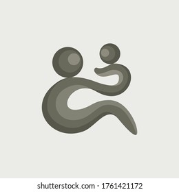 simple design of a father and son logo, this logo is suitable for family care or aid foundations,