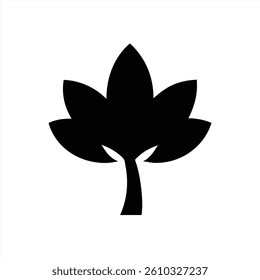 A simple design featuring a black flower silhouette with multiple petals and a slender stem. This minimalist artwork highlights the beauty of floral shapes against a white background.