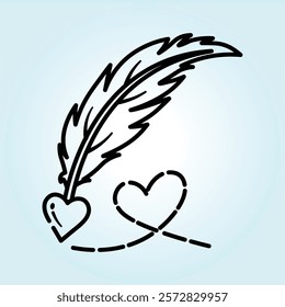 A simple design featuring a quill pen leaving a trail of hearts. Symbolizes a heartfelt message of love.