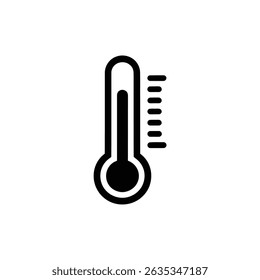 Simple design featuring a thermometer outline with a temperature scale indicator on a transparent background. Clean and versatile icon for various uses.