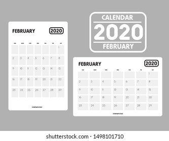 Simple design of February 2020 calendar template 
