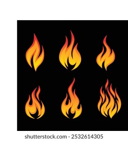 simple design of flames icon set, suitable  for t-shirt logo etc