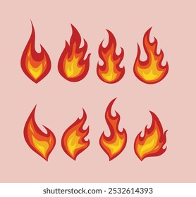 simple design of flames icon set, suitable  for t-shirt logo etc