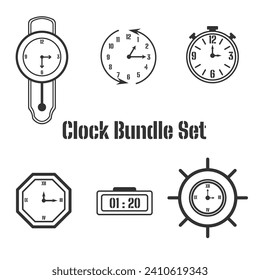 Simple design, flat icon set, bundle of clocks with various models