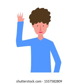 simple design flat person waving illustration
