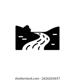 Diseño simple de un río que fluye que simboliza el icono de flujo de energía