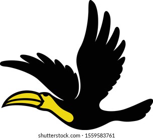 Simple Design of Flying Toucan Bird Vector