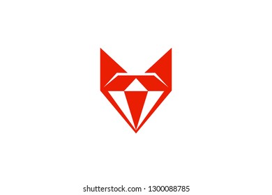 Simple Design of Fox Head with Diamond Shape