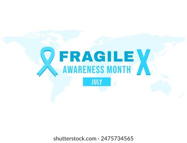 Simple Design of Fragile X Awareness Month with World Maps Background.