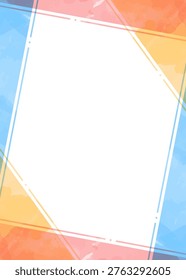 Simple Design Frame, Background, Watercolor Colors, Vertical Format