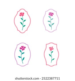 Enquadramento de design simples. Ilustração vetorial com flor em estilo desenhado à mão simples. Forma vetorial para decoração e design de interiores, embalagens, etiquetas, cartões postais, convites.