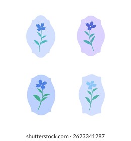 Simple design framing. Vector illustration with flower in simple hand drawn style. Vector shape for decor and design, packaging, labels, postcards, invitations.