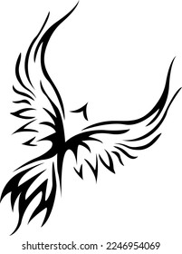 Simple design of free bird flying in the sky