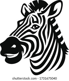 Simple Design of Funny Zebra Head with Smile