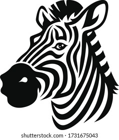 Simple Design of Funny Zebra Head with Smile