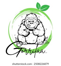 design simples com um tema gorila. Design para camisetas, banners, logotipos de lojas.