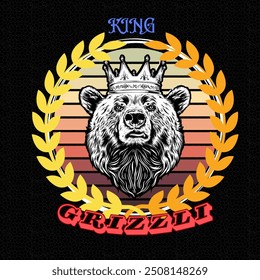 Design simples com tema Grizzly para camiseta, casaco, loja e promoção. 