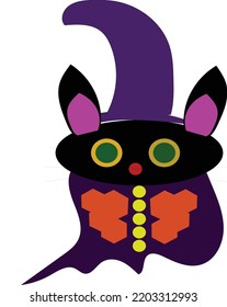 A simple design of an Halloween cat witch