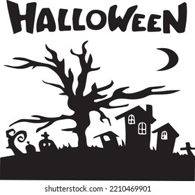 Simple design of a Halloween landscape made in black