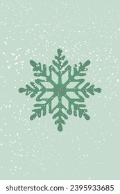 A simple design of a hand-drawn snowflake, with fine snow falling around, a blizzard. Suitable as an invitation or greeting card template. Poster background