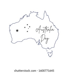 Simple Design Happy Australia Day. Creative Hand drawn text for Australia day