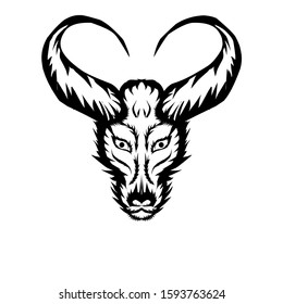 simple design of head buffalo on white background 