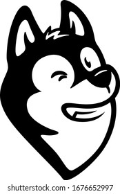 Simple Design Head of Cute Dog with Wink Vector