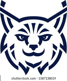 Simple Design of Head of Lynx Lineart Vector