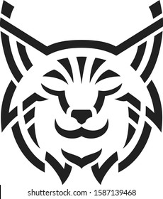 Simple Design of Head of Sleeping Lynx Logo Vector