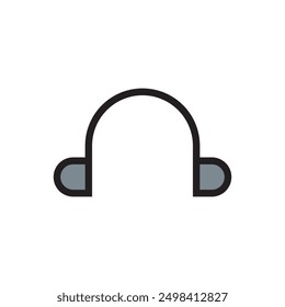 Diseño simple de la Ilustración vectorial plana del icono del auricular, paquete audio, 
