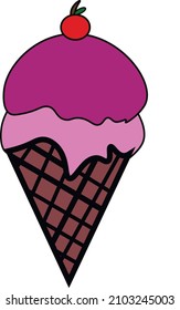 The simple design of ice cream cone vector on white design