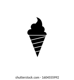 simple design of ice cream icon in black flat design on white background