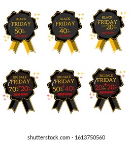Simple design of icons set big sale friday 