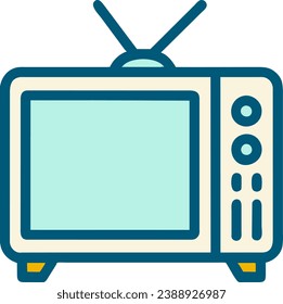 Iconos sencillos de diseño de televisores antiguos Completados con pantalla y antena.
