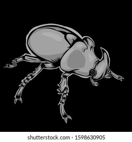 simple design of illustration beetle on black background. 