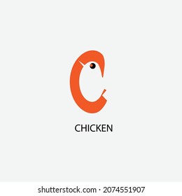 Simple design illustration chicken with font letter c.