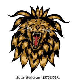 simple design of illustration face lion on white background 