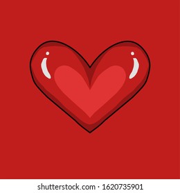 Simple design of illustration heart on red background 