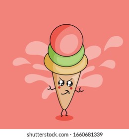 Simple design of illustration ice cream character 