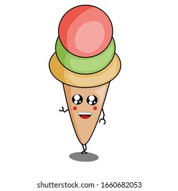 Simple design of illustration ice cream on White background 