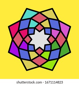Simple design of illustration mandala on yellow background 