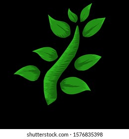 simple design of illustration tree on black background. 