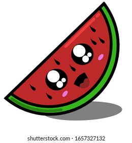 Simple design of illustration watermelon on White background 