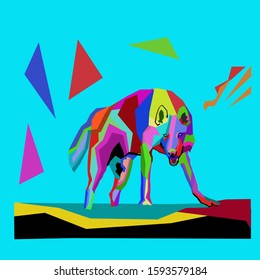simple design of illustration wolf concept wpap or pop art 