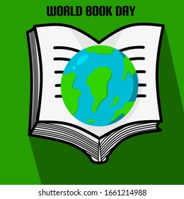 Simple design of illustration world book day on Green background 