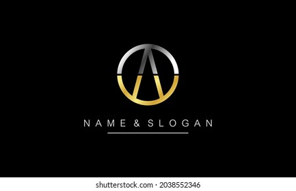 simple design initials letter A AO OA Logo modern logo and premium logo gold and silver color